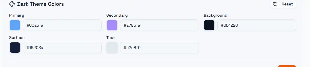 Dark theme colours with the same five slots and darker values