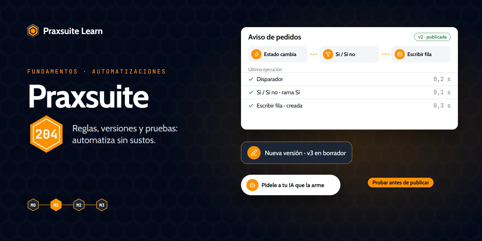 Portada del curso Praxsuite 204 — Automatizaciones