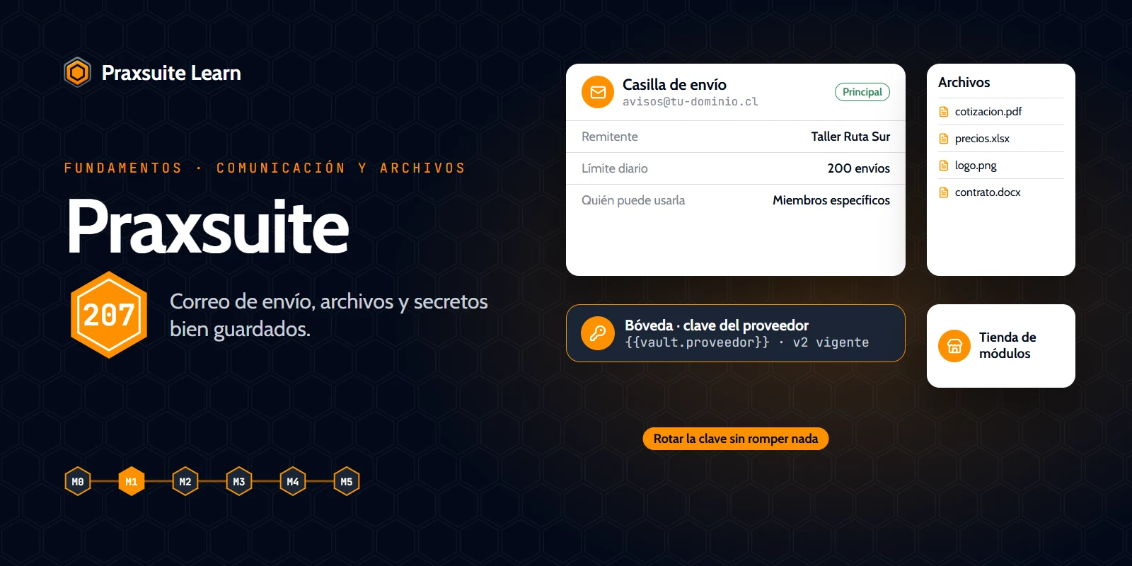 Portada del curso Praxsuite 207 — Comunicación y archivos